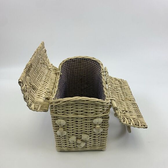 Ritter Basket Purse "It’s In The Bag" Box Top Flap Open Toggle Sea Shells White - Picture 9 of 16